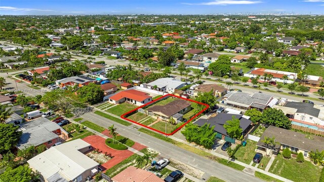 4295 SW 97th Ct, Miami, FL 33165 - aerial perspective of suburban area featuring property parcel outlined