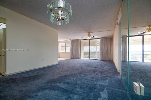 900 Saint Charles Pl Unit 616, Pembroke Pines, FL 33026 - unfurnished living room with ceiling fan, carpet, and a textured ceiling