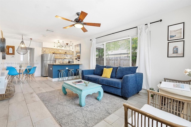 1411 NE 12th St, Fort Lauderdale, FL 33304 - living room with ceiling fan