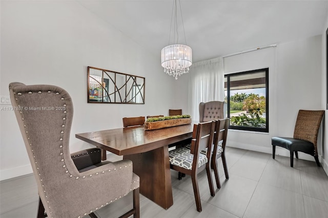 11850 SW 42nd Ct, Davie, FL 33330 - dining area with a chandelier, baseboards, and light tile patterned floors