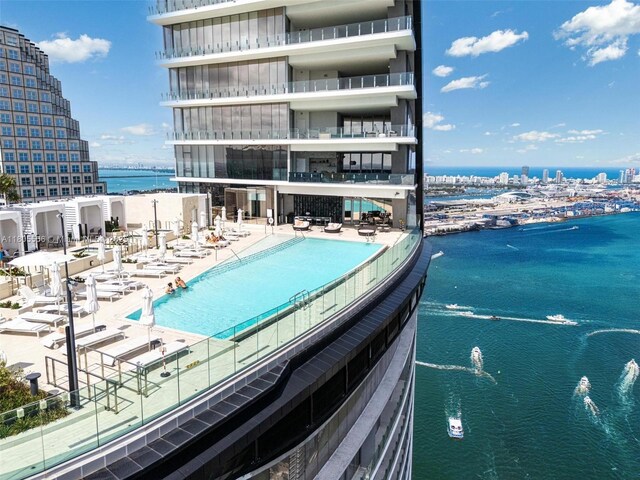 300 Biscayne Boulevard Way Unit 4507W, Miami, FL 33131 - view of swimming pool with a water view and a city view