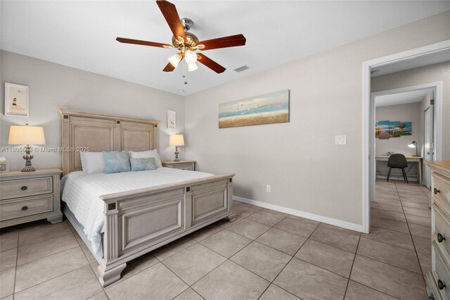 7434 Ashtabula St, Englewood, FL 34224 - bedroom featuring light tile patterned flooring, ceiling fan, and baseboards