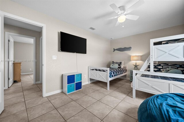 7434 Ashtabula St, Englewood, FL 34224 - bedroom with light tile patterned floors, baseboards, and ceiling fan
