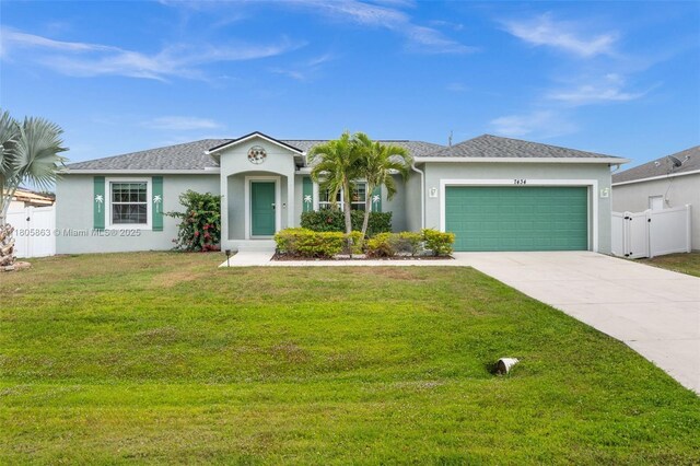 7434 Ashtabula St, Englewood, FL 34224 - ranch-style house with stucco siding, a garage, and concrete driveway