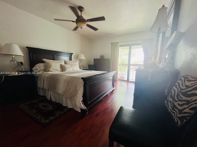 1271 SW 124th Ct Unit 2-D, Miami, FL 33184 - bedroom with dark wood-style floors, ceiling fan, and access to exterior