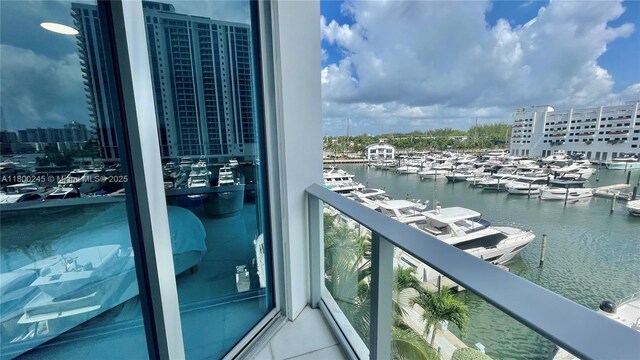 17111 Biscayne Blvd Unit 403, North Miami Beach, FL 33160 - balcony with view of marina, a water view, and a view of city