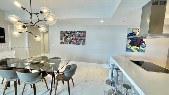 17111 Biscayne Blvd Unit 403, North Miami Beach, FL 33160 - dining area with marble look tile flooring and recessed lighting