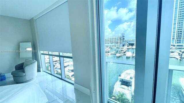 17111 Biscayne Blvd Unit 403, North Miami Beach, FL 33160 - bedroom featuring a city view, a water view, and view of marina