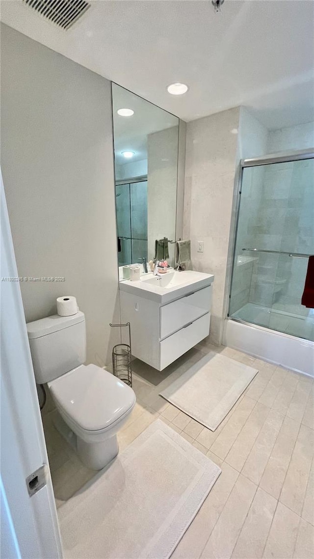 17111 Biscayne Blvd Unit 403, North Miami Beach, FL 33160 - full bath with vanity, combined bath / shower with glass door, and recessed lighting
