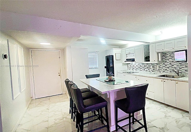 3905 N Nob Hill Rd Unit 510, Sunrise, FL 33351 - kitchen featuring light marble finish floors, a sink, light countertops, extractor fan, and electric cooktop