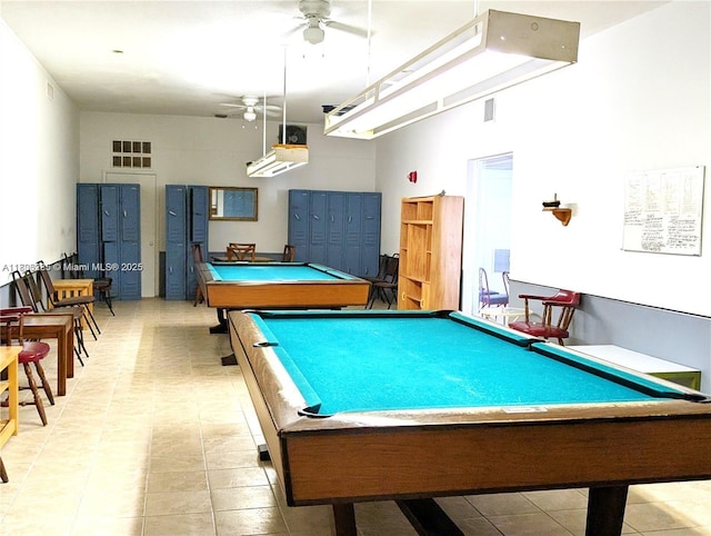 1280 NW 43rd Ave Unit 205, Lauderhill, FL 33313 - playroom featuring a ceiling fan, billiards, and tile patterned flooring