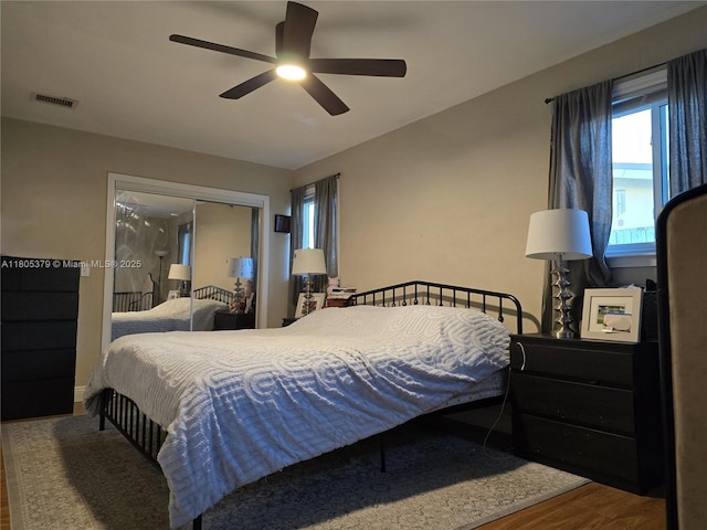 6626 SW 1st Ct, Pembroke Pines, FL 33023 - bedroom featuring wood finished floors, a closet, and a ceiling fan