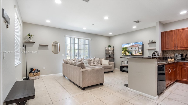2801 SW 81st Ter, Miramar, FL 33025 - living room with recessed lighting, light tile patterned flooring, and baseboards