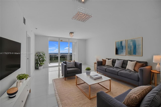 14951 Royal Oaks Ln Unit 2105, North Miami, FL 33181 - tiled living area featuring floor to ceiling windows