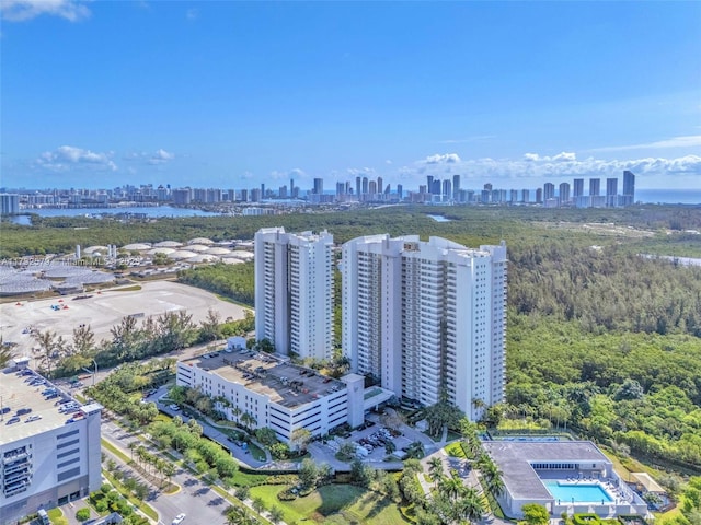 14951 Royal Oaks Ln Unit 2105, North Miami, FL 33181 - aerial view of city skyline and a pool