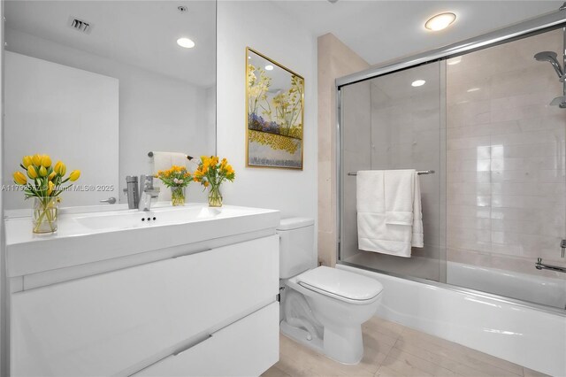 17301 Biscayne Blvd Unit 1108, Aventura, FL 33160 - full bathroom featuring vanity, shower / bath combination with glass door, and recessed lighting