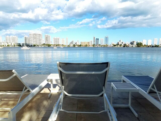 17301 Biscayne Blvd Unit 1108, Aventura, FL 33160 - dock featuring a view of skyline and a water view
