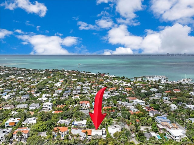 250 Fernwood Rd, Key Biscayne, FL 33149 - aerial perspective of suburban area featuring a nearby body of water