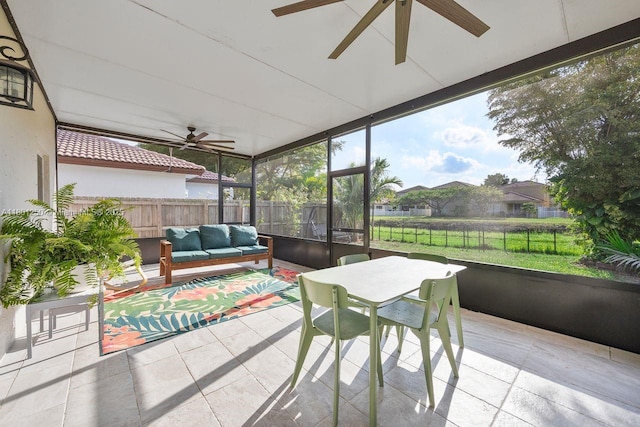 1136 NE 41st Ave, Homestead, FL 33033 - sunroom with a ceiling fan and an outdoor living space