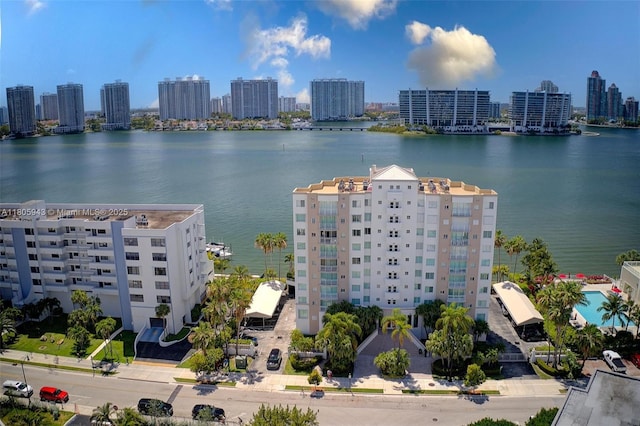 18000 N Bay Rd Unit 803, Sunny Isles Beach, FL 33160 - drone / aerial view of skyline and a nearby body of water