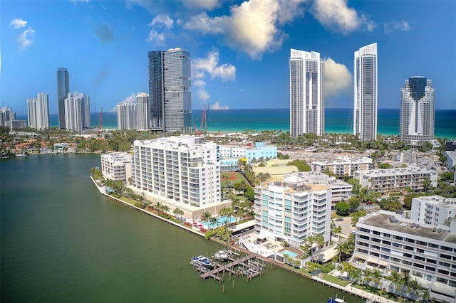 18000 N Bay Rd Unit 803, Sunny Isles Beach, FL 33160 - bird's eye view of skyline and a nearby body of water