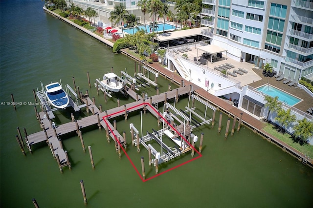 18000 N Bay Rd Unit 803, Sunny Isles Beach, FL 33160 - aerial view of a pool and a nearby body of water