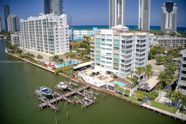 18000 N Bay Rd Unit 803, Sunny Isles Beach, FL 33160 - view of urban area with a large body of water and a pool area