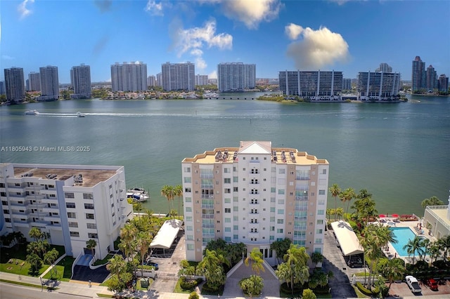 18000 N Bay Rd Unit 803, Sunny Isles Beach, FL 33160 - drone / aerial view of city skyline and a large body of water