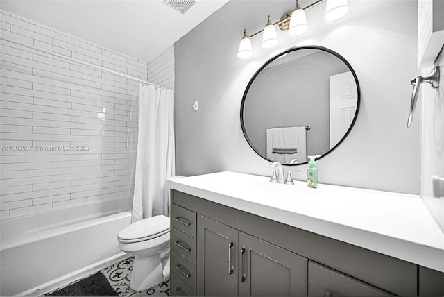 9491 SW 54th St, Miami, FL 33165 - full bath featuring vanity, shower / bath combo with shower curtain, toilet, and tile patterned flooring