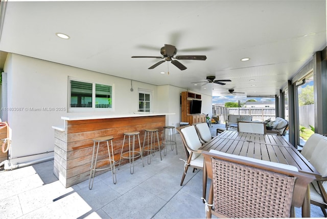 9491 SW 54th St, Miami, FL 33165 - view of patio / terrace with a ceiling fan and outdoor lounge area