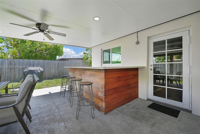 9491 SW 54th St, Miami, FL 33165 - view of patio featuring a ceiling fan and a grill