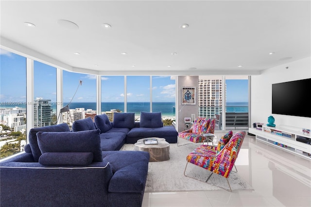 300 S Pointe Dr Unit 2005, Miami Beach, FL 33139 - tiled living room with recessed lighting