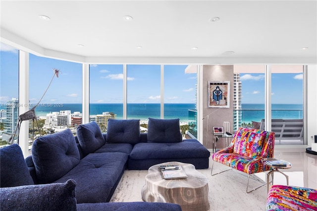 300 S Pointe Dr Unit 2005, Miami Beach, FL 33139 - living area with a water view and wood finished floors
