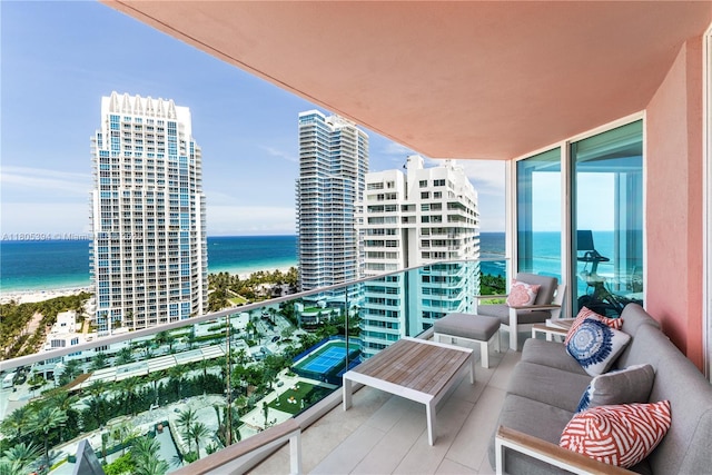 300 S Pointe Dr Unit 2005, Miami Beach, FL 33139 - balcony with a water view and an outdoor hangout area