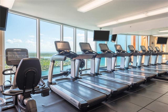 300 S Pointe Dr Unit 2005, Miami Beach, FL 33139 - exercise room with a wall of windows
