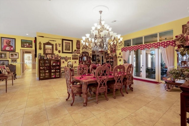 4800 SW 141st Ave, Miramar, FL 33027 - dining space featuring a chandelier, light tile patterned floors, french doors, and recessed lighting