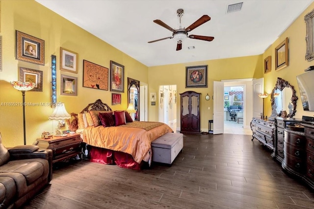 4800 SW 141st Ave, Miramar, FL 33027 - bedroom with dark wood-style floors and ceiling fan