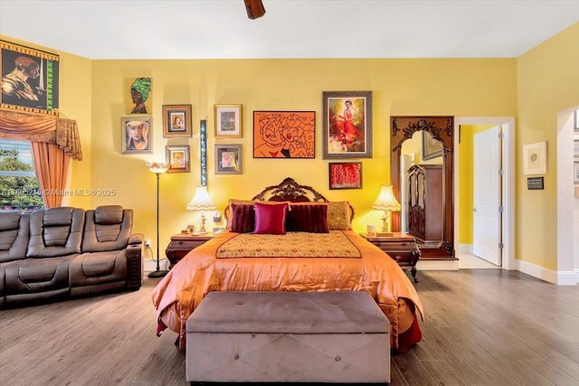 4800 SW 141st Ave, Miramar, FL 33027 - bedroom featuring wood finished floors, baseboards, and ceiling fan
