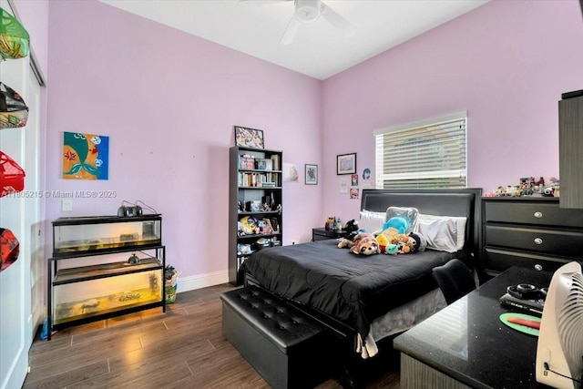 4800 SW 141st Ave, Miramar, FL 33027 - bedroom with dark wood-style floors, baseboards, and ceiling fan