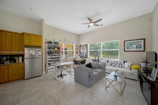 4800 SW 141st Ave, Miramar, FL 33027 - living room featuring ceiling fan and light tile patterned floors