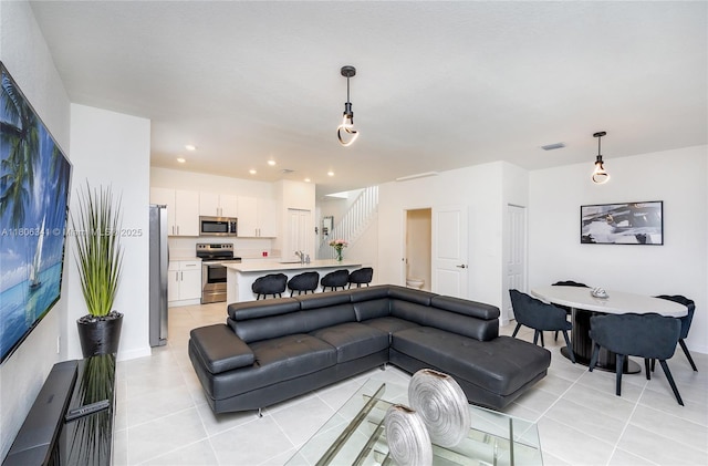26480 SW 148th Ct Unit 26480, Homestead, FL 33032 - living area featuring light tile patterned flooring and recessed lighting