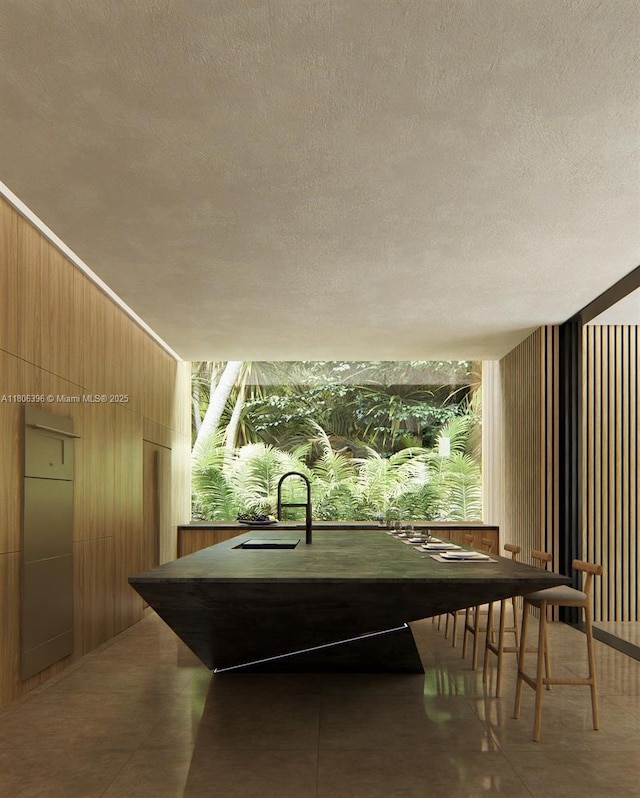 1210 NE 97th St, Miami Shores, FL 33138 - recreation room with a sink, a textured ceiling, and wooden walls