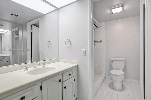 1108 Bahama Bnd Unit B1, Coconut Creek, FL 33066 - bathroom featuring toilet, a stall shower, vanity, and tile patterned floors