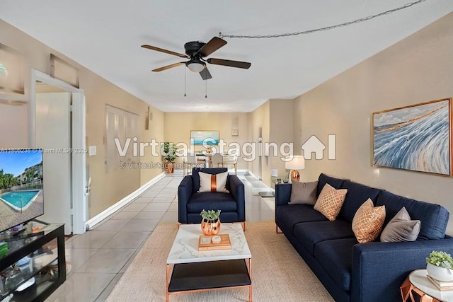 4222 Inverrary Blvd Unit 4213, Lauderhill, FL 33319 - tiled living area featuring ceiling fan