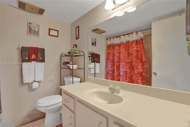 4222 Inverrary Blvd Unit 4213, Lauderhill, FL 33319 - bathroom featuring toilet, vanity, a shower with curtain, and tile patterned floors