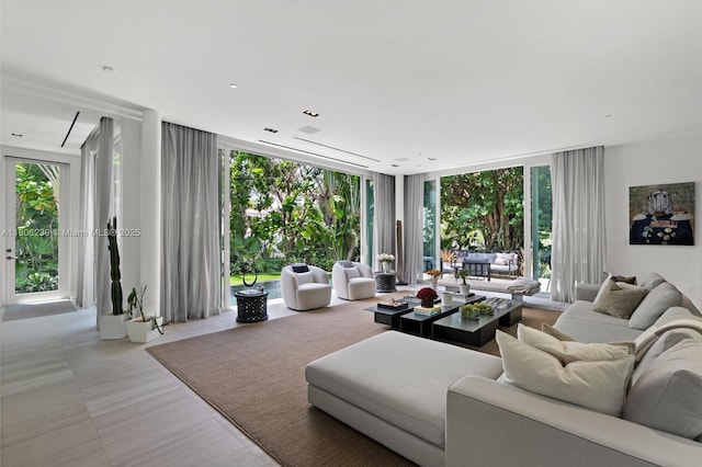 4700 N Meridian Ave, Miami Beach, FL 33140 - living room featuring a wall of windows