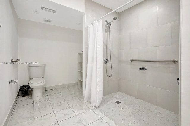 6703 Kingsmoor Way, Miami Lakes, FL 33014 - full bathroom with a tile shower, toilet, marble look tile flooring, and baseboards