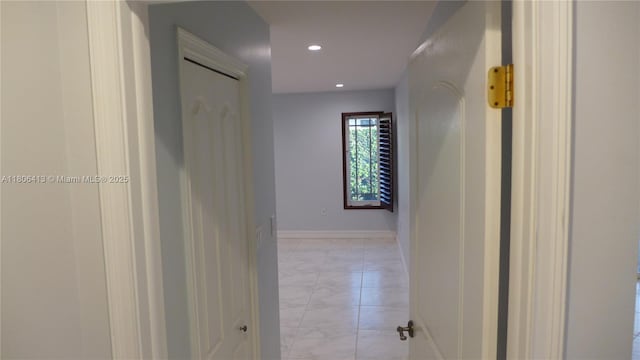 14430 SW 108th St, Miami, FL 33186 - corridor featuring light marble finish floors, recessed lighting, and baseboards