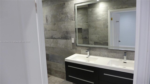 14430 SW 108th St, Miami, FL 33186 - bathroom featuring tile walls and double vanity