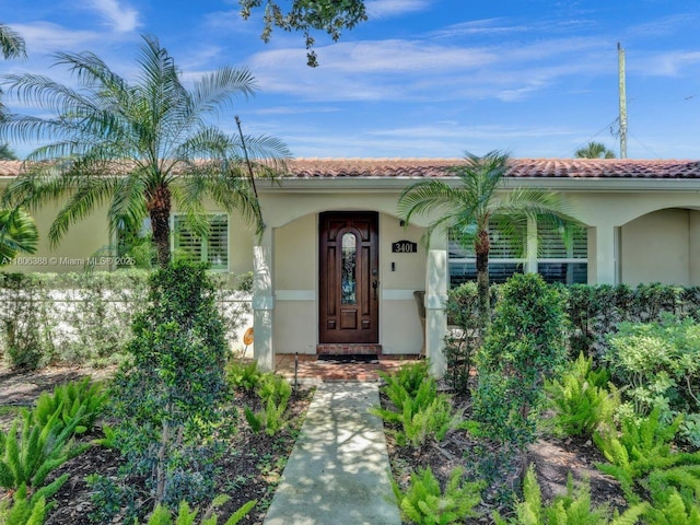 3401 NE 21st Ave, Lighthouse Point, FL 33064 - doorway to property with stucco siding